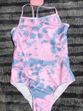 Snowheart Girls Tie-Dye Pink & Blue One-Piece Swimsuit Sz 5